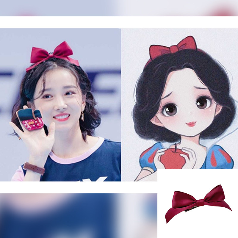 陈小纭同款在逃公主酒红色蝴蝶结立体可爱百搭刘海发夹发饰鸭嘴夹