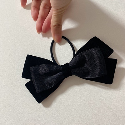 原创黑色网纱重工蝴蝶结发圈皮筋