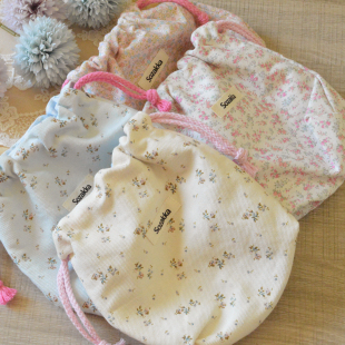 凑Dan 韩系碎花抽绳束口袋化妆品零钱杂物收纳整理多功能布袋S018