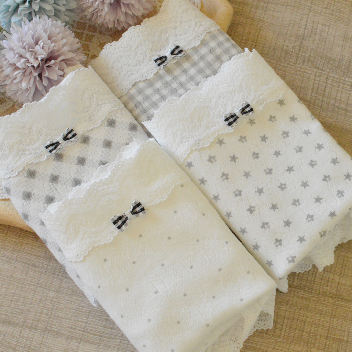 私物~清新灰白格子波点棉女内裤甜美蕾丝边加长裆中腰三角裤1231A,女士内衣/男士内衣/家居服,女三角裤,淘宝优惠券,粉丝福利购,淘宝优惠卷