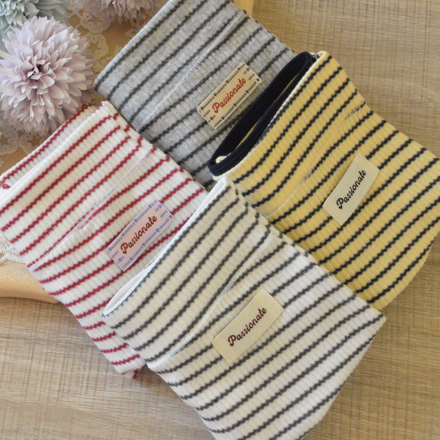 条纹螺纹棉女内裤加长裆小平角裤