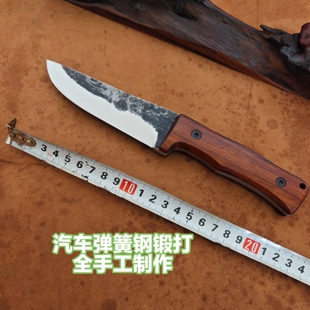 户外刀 手工锻打弹簧钢 高硬度63度直刀露营分割剔骨刀复古收藏刀