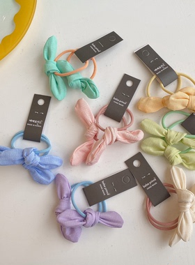 奶油糖果色布艺蝴蝶结韩国bebeprince甜美儿童发饰皮筋女宝宝头绳