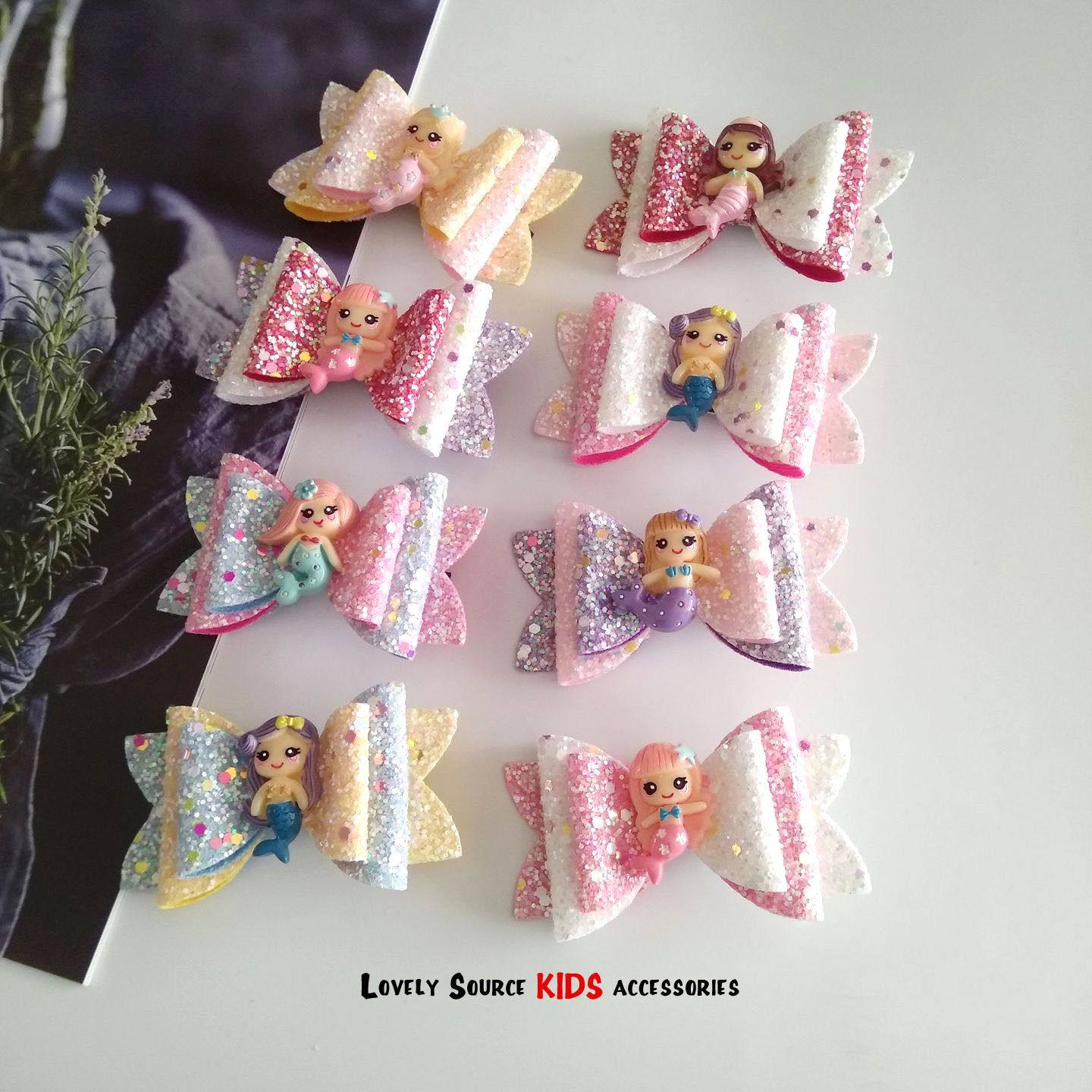 美人鱼夜光蝴蝶结发夹新款甜美女童卡通亮片发夹甜美儿童公主顶夹,童装/婴儿装/亲子装,发饰,淘宝优惠券,粉丝福利购,淘宝优惠卷