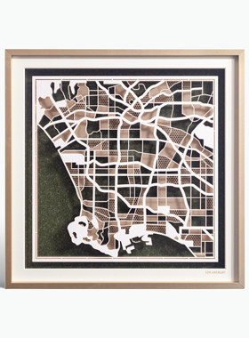 双层双色剪纸地图艺术装饰画挂画