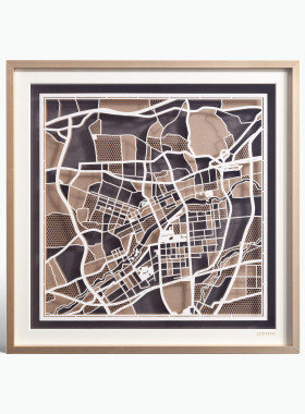 双层双色剪纸地图艺术装饰画挂画