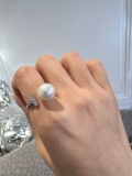 Регулируемое кольцо из жемчуга, 11mm, жемчужное серебро