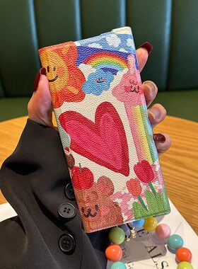 不二家女孩适用华为Mate Xs2手机壳折叠屏卡通小清新翻盖皮套matexs新款支架可爱油画全包保护套防摔手提链条
