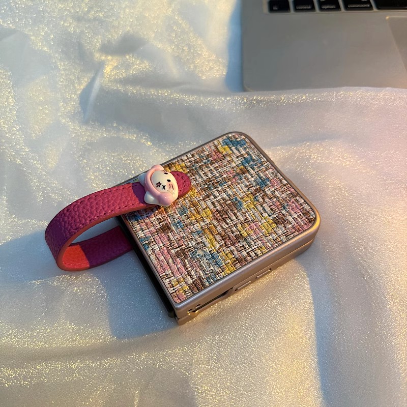 彩色油边编织彩格带耳机适用华为pocket2手机壳nova小米mixflip小折叠屏oppofindn3/n2荣耀vivo三星zflip6/5