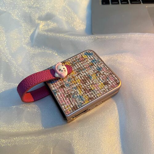 彩色油边编织彩格带耳机适用华为pocket2手机壳nova小米mixflip小折叠屏oppofindn3/n2荣耀vivo三星zflip6/5