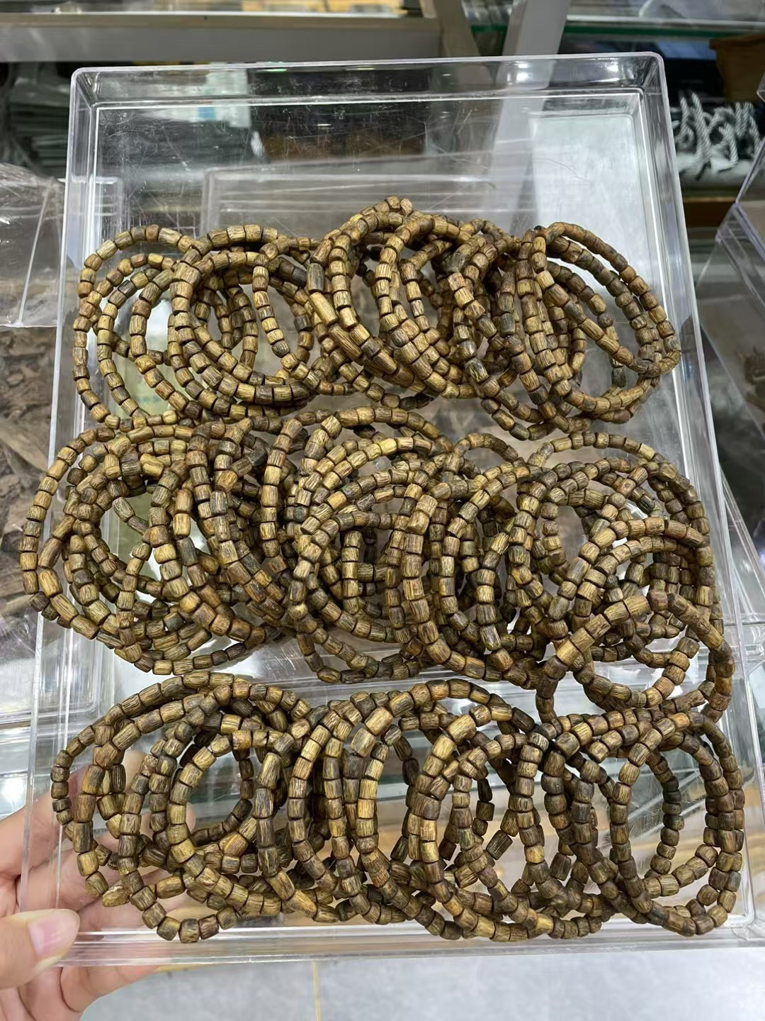 시안의 AGARWOOD 정통 천연 AGARWOOD 팔찌 BODHI 비즈 단일 원형 펜던트 부처님 비즈 묵주 비즈 녹색 체스 NAN