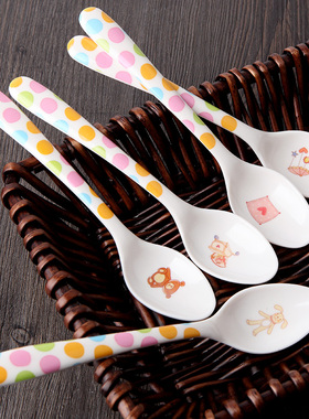 防摔不易碎！儿童勺子调羹美耐皿密胺小勺子卡通可爱幼儿园吃饭勺