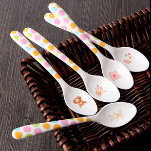 防摔不易碎！儿童勺子调羹美耐皿密胺小勺子卡通可爱幼儿园吃饭勺