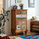 卧室收纳柜子沙发边柜 复古阳台储物柜 美式 实木五斗柜客厅玄关柜