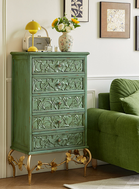 美式实木斗柜客厅收纳柜卧室阳台储物柜玄关装饰斗柜沙发复古边柜