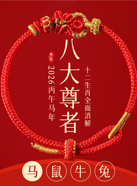 普陀山2026马年本命年手链手工编织绳红色手绳太岁护身符男女礼物
