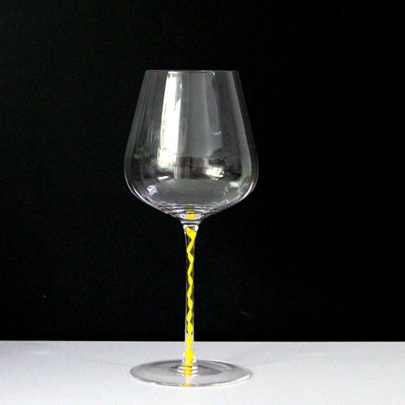 无铅水晶玻璃勃艮第红酒杯黄色杆个性创意高端葡萄酒杯子波尔多杯
