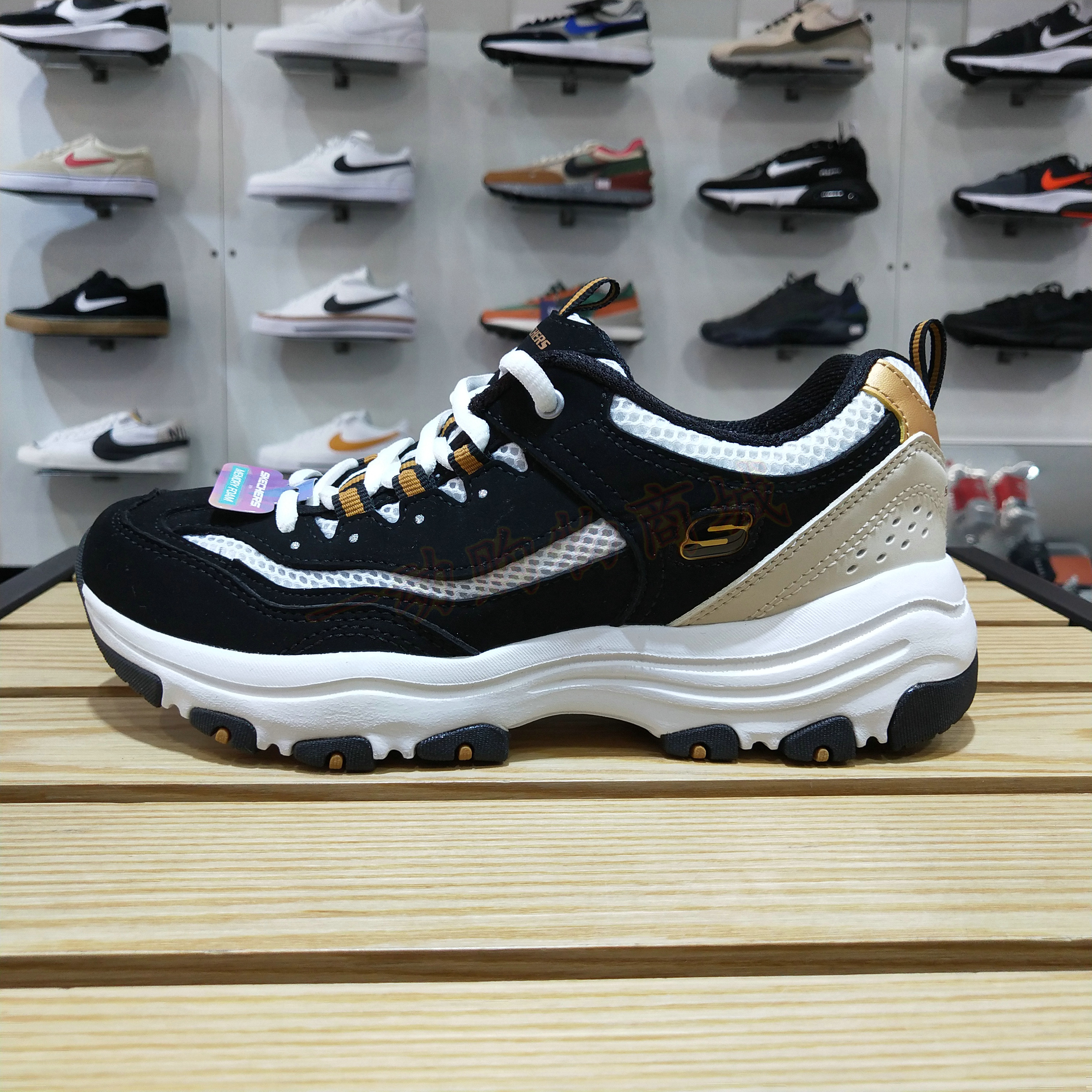 skechers斯凯奇女鞋新款网面透气厚底休闲增高熊猫鞋8730066