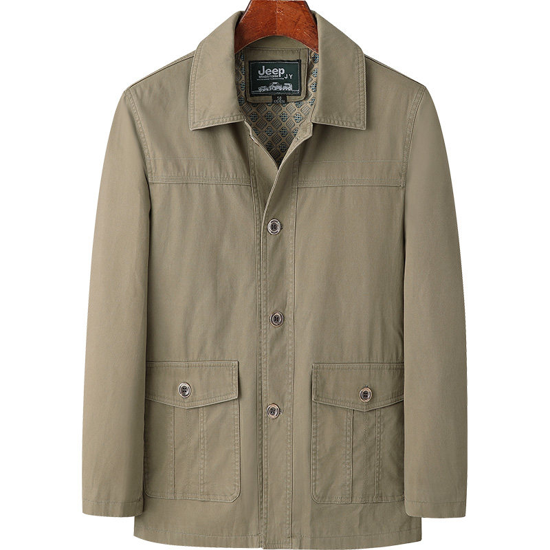 纯棉休闲外套中老年男士翻领纽扣款上衣爸爸装春秋季宽松大码夹克,男装,中老年上装,淘宝优惠券,粉丝福利购,淘宝优惠卷