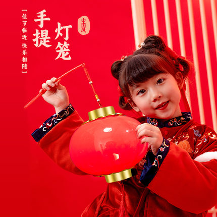 小灯笼童趣手提新款2025发光水晶投影挂饰春节新年玩具红非遗玩具