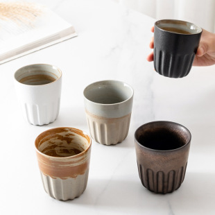 大号茶杯陶瓷杯家用喝水杯马克杯跨境拿铁咖啡杯漱口杯 粗陶日式