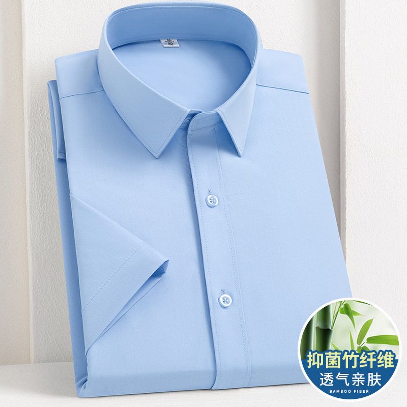 2025夏季薄款男士短袖衬衫中青年百搭印花免烫半袖衬衣男装上衣罗