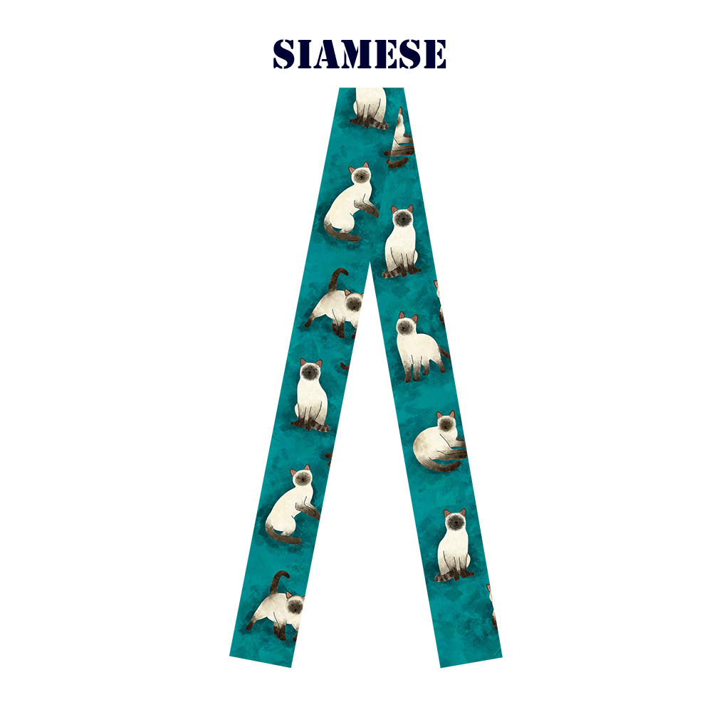 手绘卡通动物吸暹罗猫长飘带窄丝巾百搭造型长发带绑包编发绕耳机,服饰配件/皮带/帽子/围巾,围巾/丝巾/披肩,淘宝优惠券,粉丝福利购,淘宝优惠卷