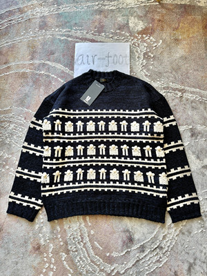 undercover圆领经典羊毛毛衣藏蓝色小房独特洋气设计英伦街头潮流