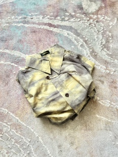 undercover春夏新款中国风唐扣休闲波浪褶皱4d印短袖衬衫潮流上衣