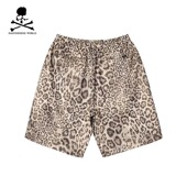骷髅刺绣运动休闲裤 Mastermind 经典 抽绳金丝豹纹短裤 World HK2