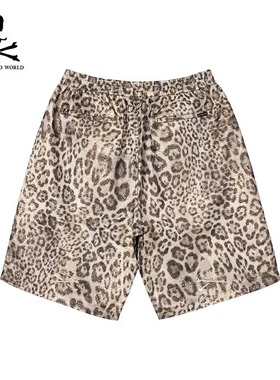 Mastermind World HK2 经典抽绳金丝豹纹短裤骷髅刺绣运动休闲裤