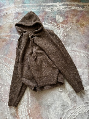 undercover咖啡幻彩羊毛经典日潮秋冬帽衫针织衫zipup保暖毛衣