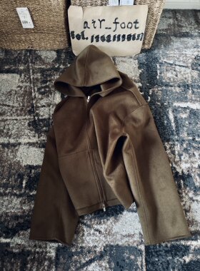 undercover巫师帽短款大衣连帽秋冬羊毛呢夹克外套休闲潮流上衣