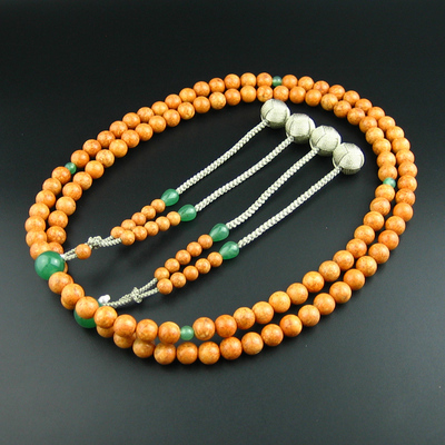 妙莲花日本念珠真言宗东密唐密天竺菩提进口绿东陵小田卷房包邮