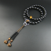 妙莲花日本御念珠静土宗时宗进口黑檀虎眼石小田卷 包邮