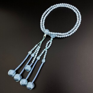 妙莲花念珠日莲宗创价学会女款 天然石海蓝宝 108佛珠日本念珠