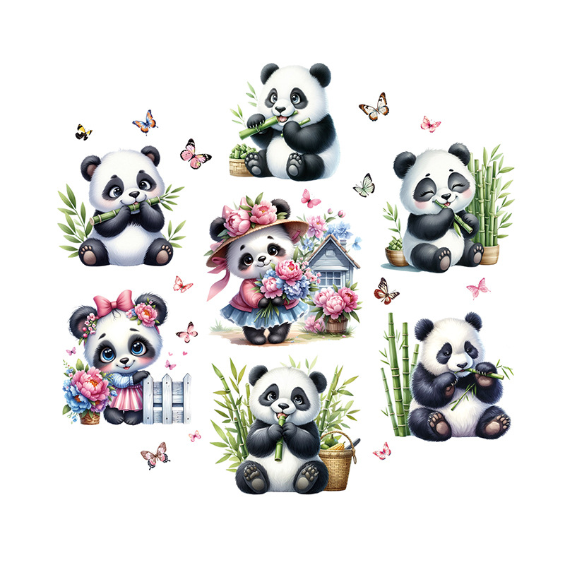 创意可爱立体熊猫竹子墙贴儿童动物主题卧室装饰贴画CH36094AB图片