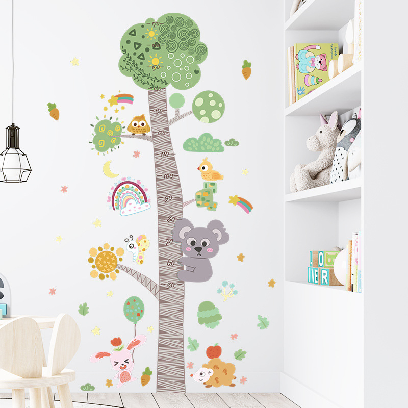 LD-H08卡通动物组合身高贴背景墙美化儿童房间玄关装饰墙贴画自粘图片