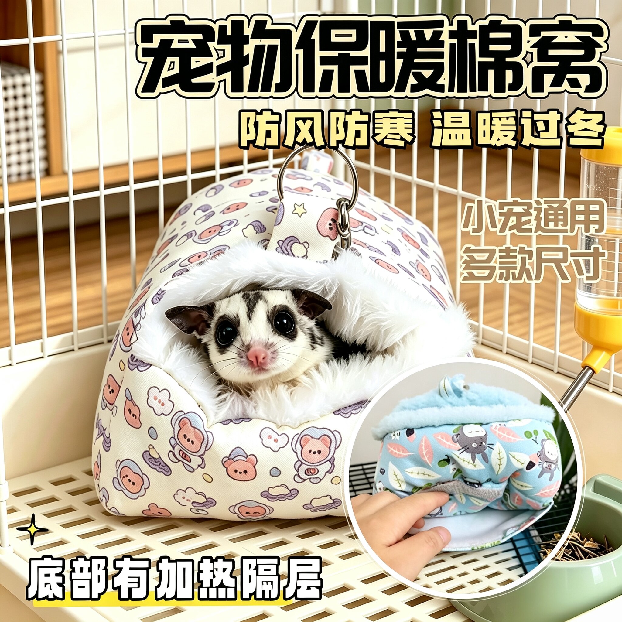 蜜袋鼯棉窝保暖吊床貂用可悬挂加厚龙猫吊窝保暖宠物棉窝松鼠棉窝