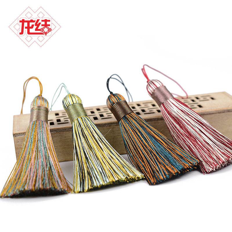 龙结 新品三色流苏纯手工编织复古风DIY书签扇子服饰挂件配饰吊穗