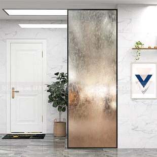 现代简约艺术玻璃渐变雕刻纹理入户玄关屏风鞋柜上超白玻璃卫生间