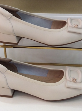 卡迪娜KADINA正品2026新款春秋季中跟方头软底真皮女单鞋KS261560