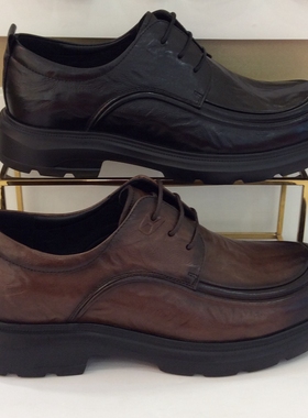 哈森HARSON正品2025新款春秋季中跟通勤系带休闲男皮鞋ML254060