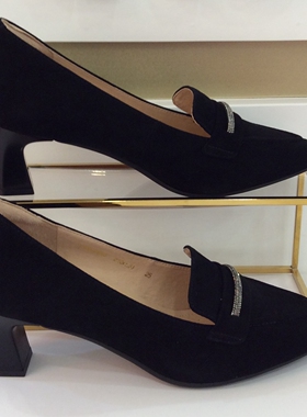 哈森HARSON正品2025新款春秋季高粗跟尖头HL257909女单鞋HS257930