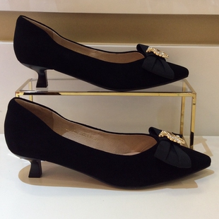 断码特惠卡迪娜KADINA正品春秋季中跟尖头柔软女单皮鞋KL241540