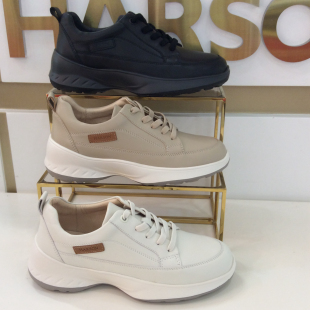 HCA256102厚底百搭休闲运动女皮鞋 HCA246111 秋冬季 哈森HARSON正品