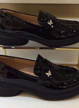 卡迪娜KADINA正品2025新款春秋季轻质中跟真皮女乐福单鞋KS254101