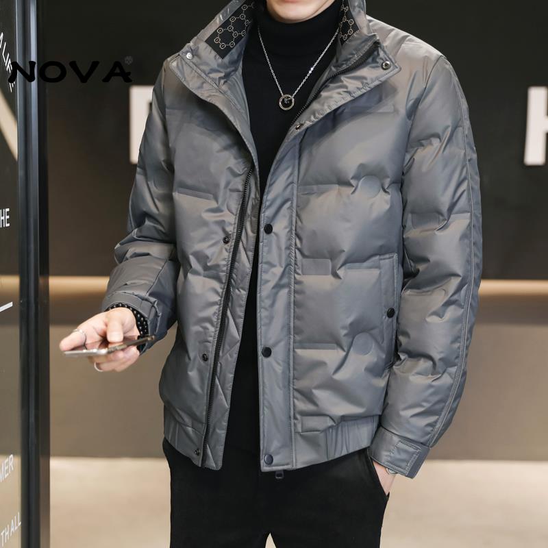 【意大利高端潮牌】男羽绒服2025年新款轻薄加厚短款立领压花外套