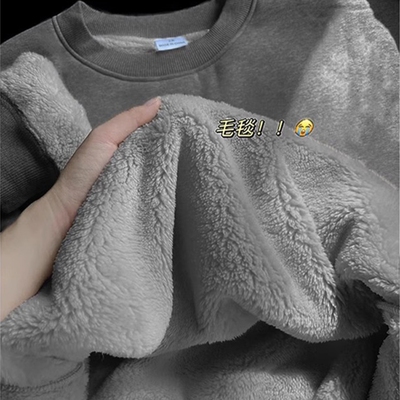 【意大利Nova轻奢】600g重磅特厚羊羔绒卫衣男冬季加绒加厚打底衫