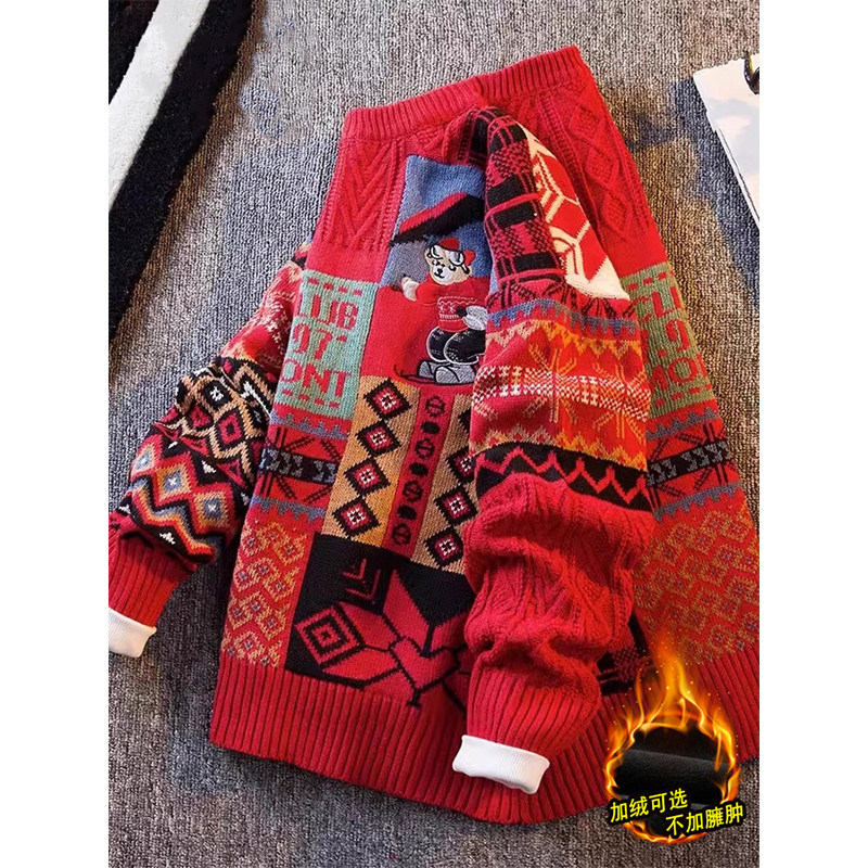 【意大利Nova轻奢】圣诞红色毛衣冬季加绒本命年蛇年内搭针织衫